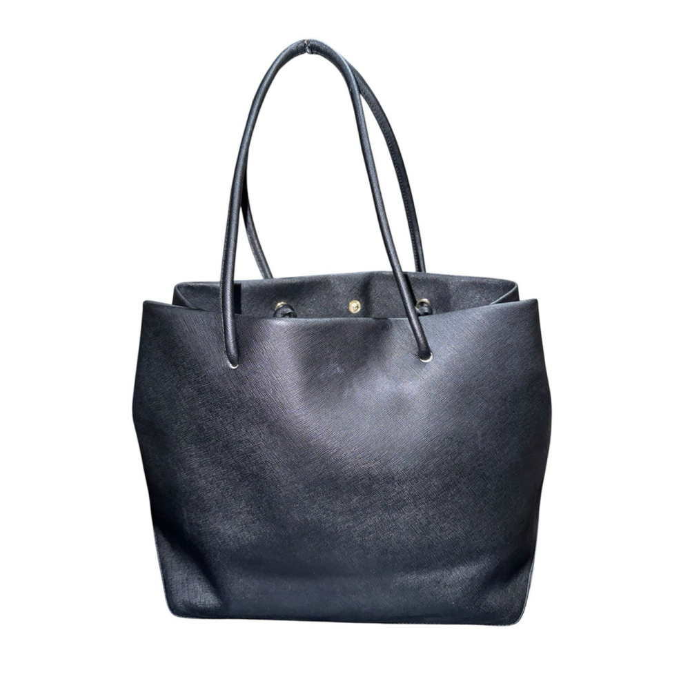 Marc Jacobs Logo Shopper Tote Bag East/West Leather Shadow Black - Picture 4 of 14
